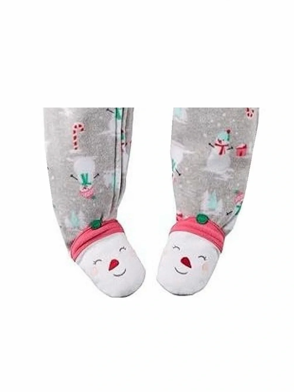 Carter's Girl's👧🏻Snowman☃️Candy Canes Fleece Footed Pajama Sleeper💤Sz 12M